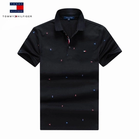 Tommy Hilfiger Black Polo Geometric precision Chilly Comfort