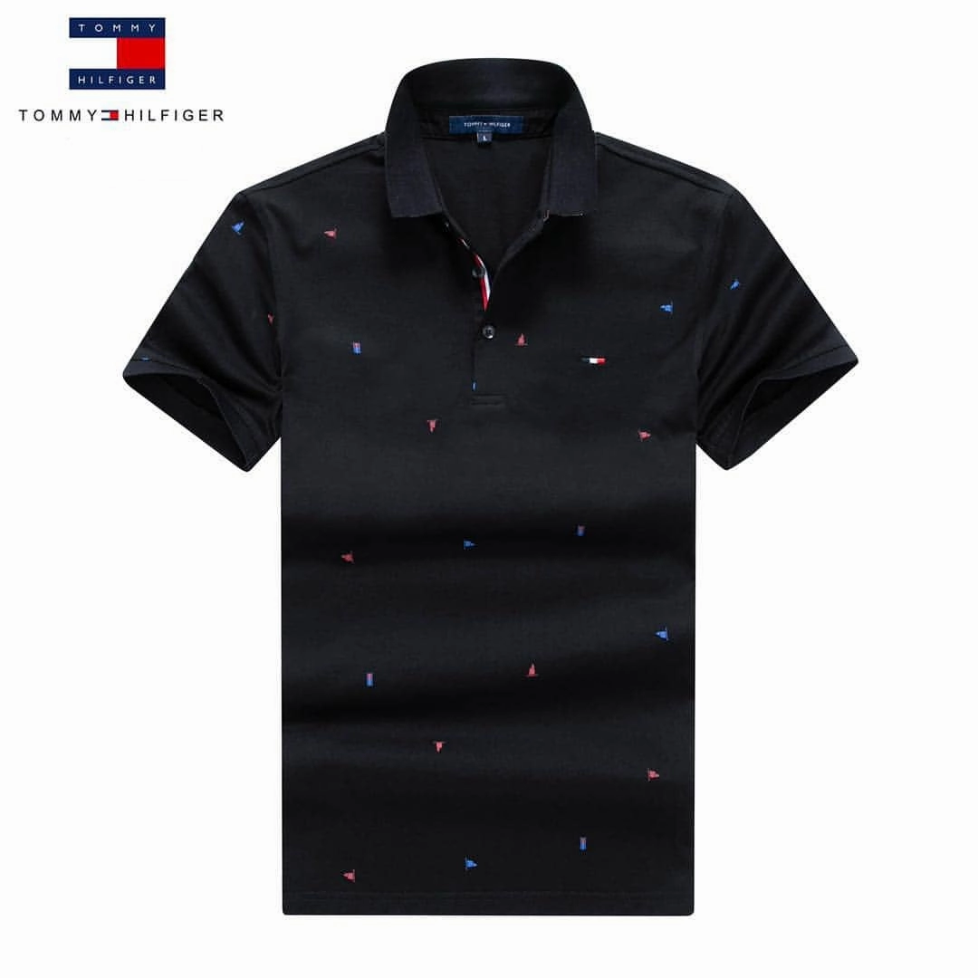 Tommy Hilfiger Black Polo Geometric precision Chilly Comfort