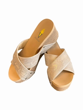 Easy Match Riverside Wedge Sandals In Beige Croco