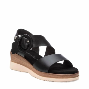Women's Wedge Sandals In Black Easy Height Neutral Silhouette