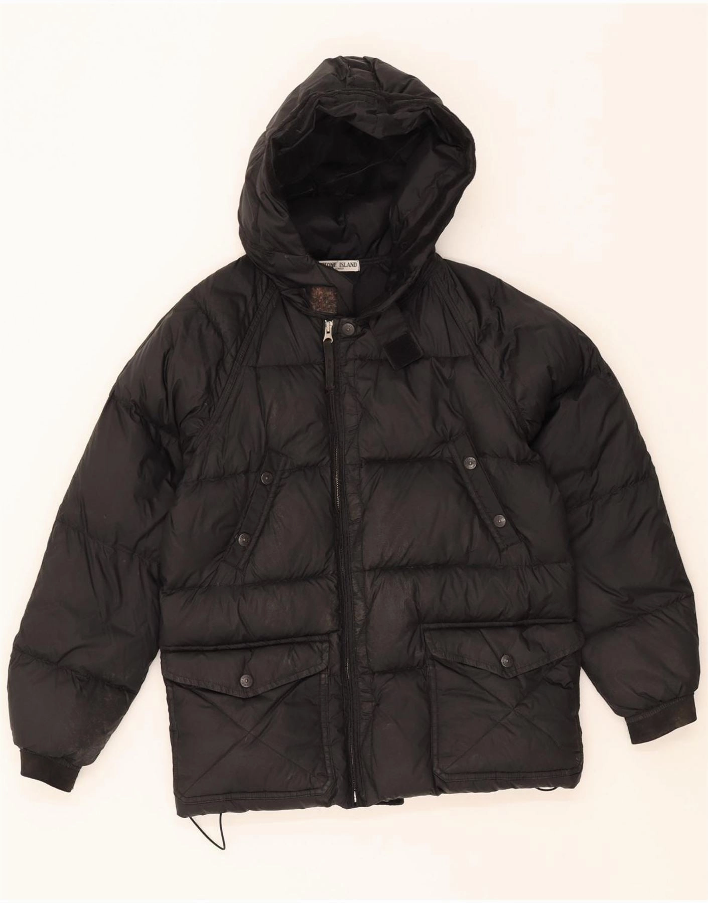 Cozy Jacket STONE ISLAND Boys Hooded Padded Jacket 11-12 Years Black