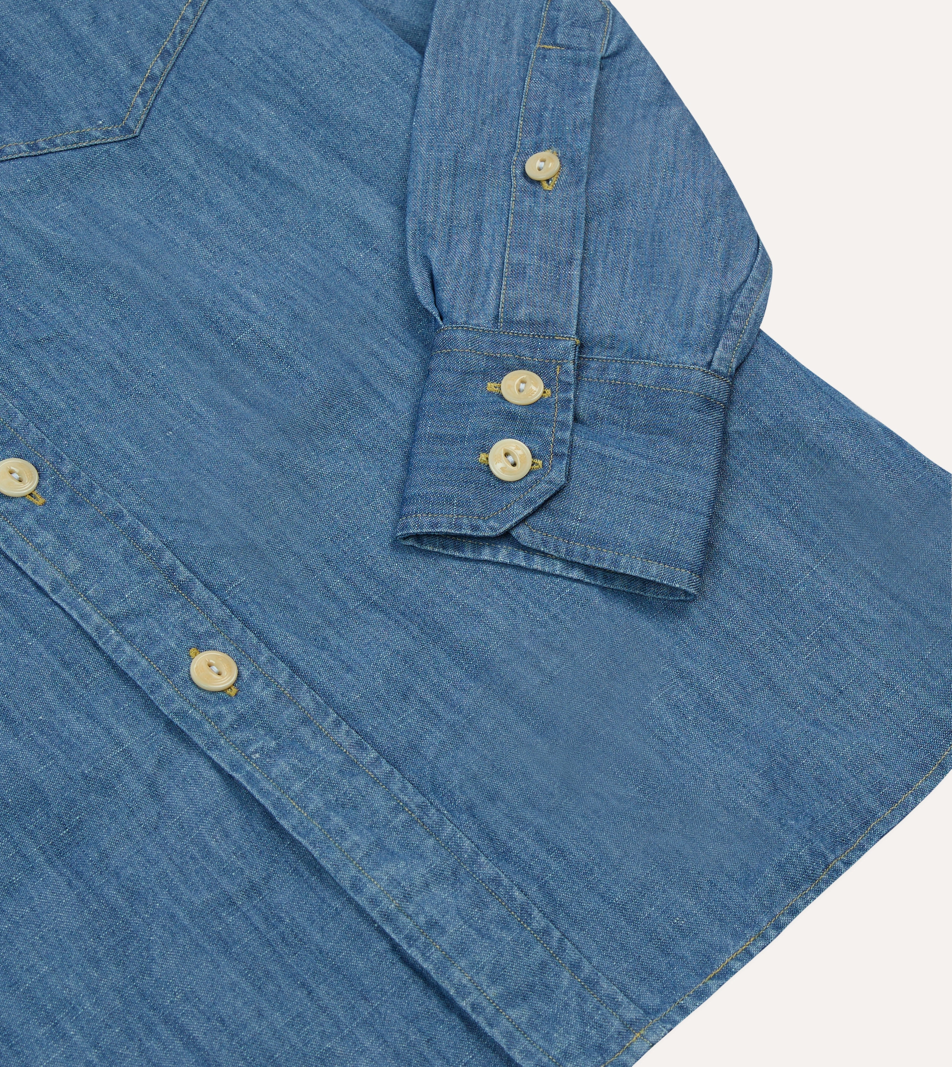 Anti Pill Treatment Teen Fashion Stone Wash Cotton-Linen Long Point Collar Work Shirt
