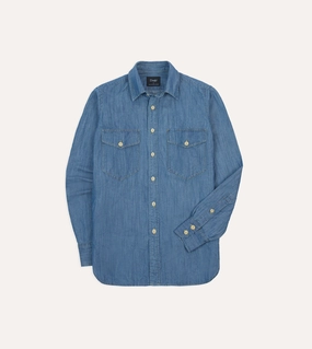 Stone Wash Cotton-Linen Long Point Collar Work Shirt Summer Vibes high-low hem