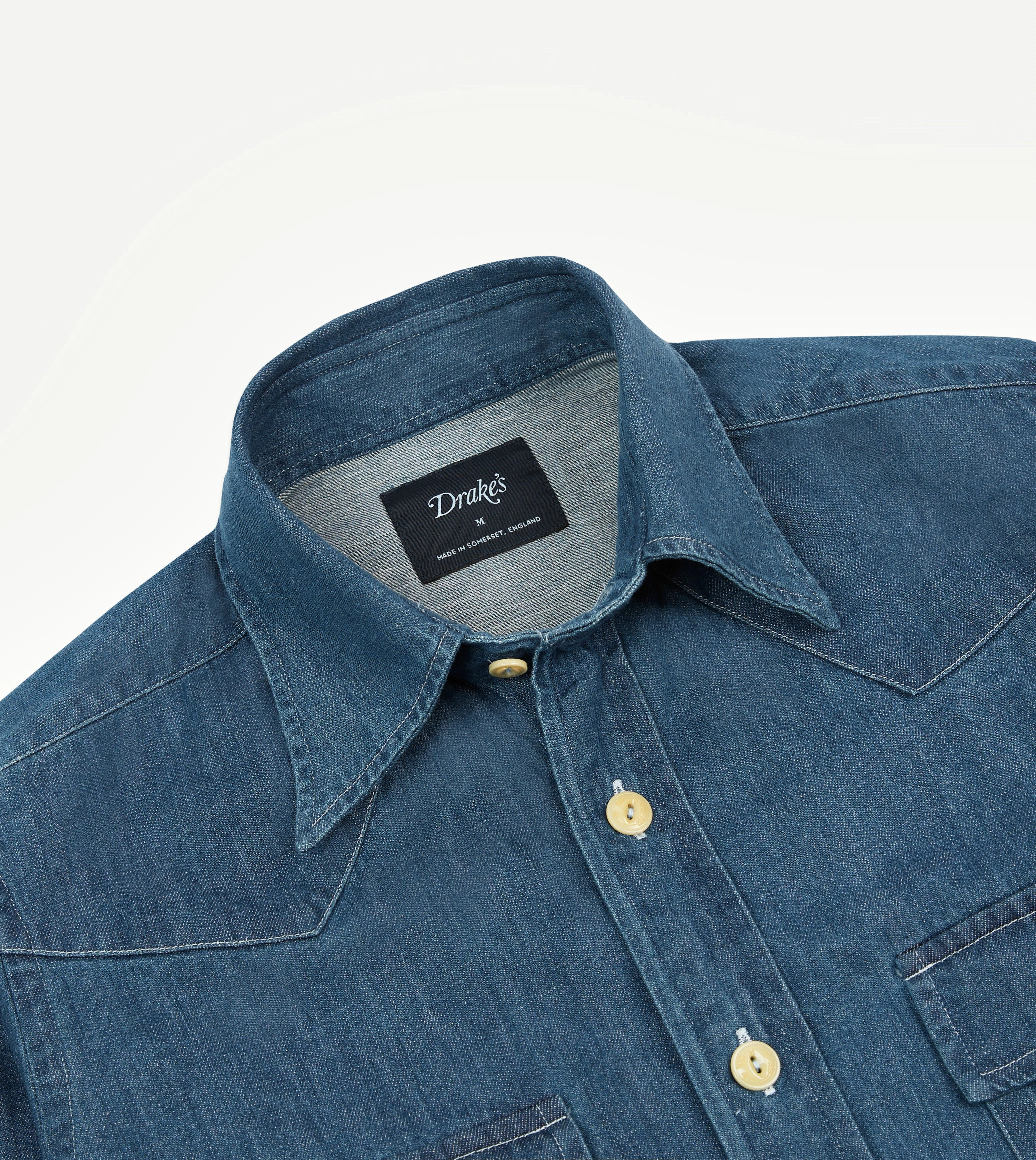 Anti Pilling Finish Team Building Stone Wash Denim Two-Pocket Western Shirt