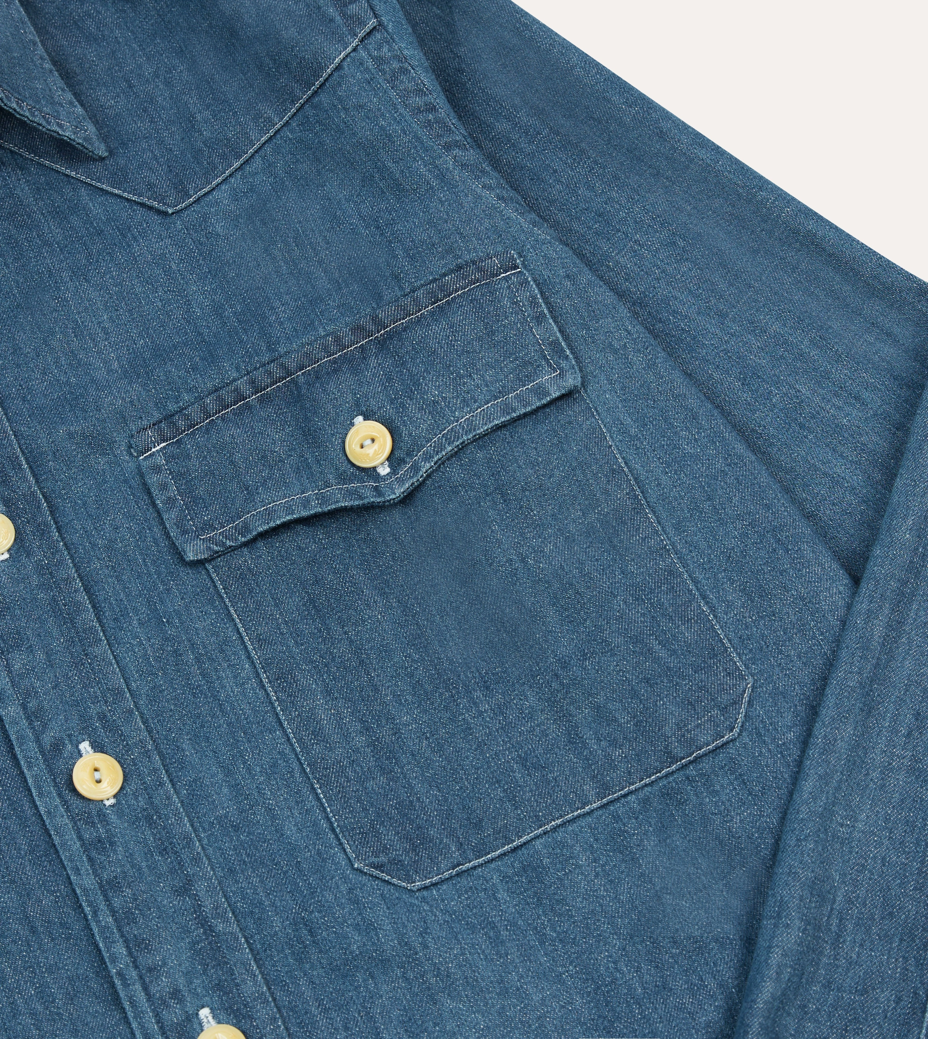 Minimalist Aesthetic Stone Wash Denim Two-Pocket Western Shirt