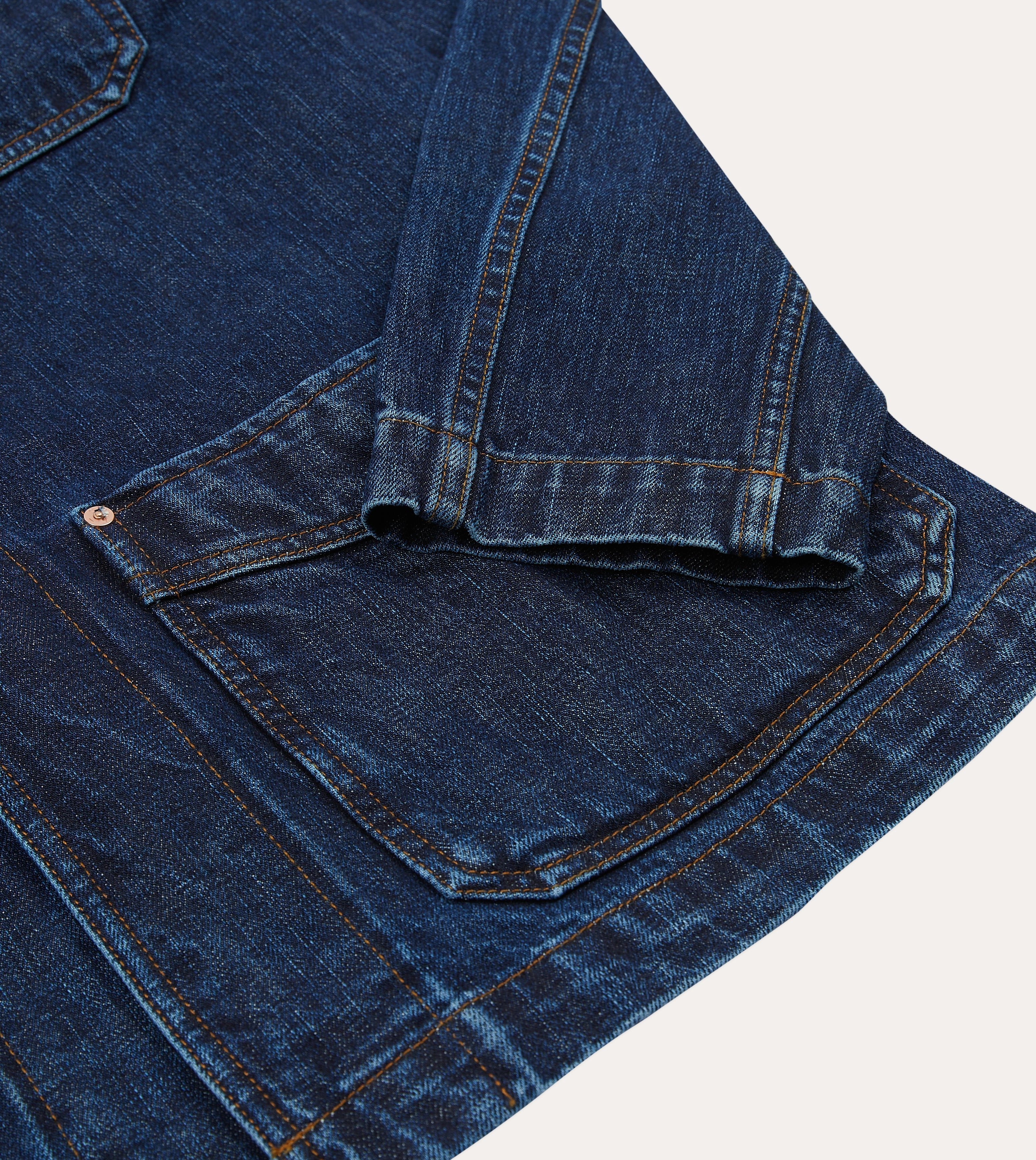 Stone Wash Selvedge Denim Five-Pocket Chore Jacket Wind Layer Valentine's look