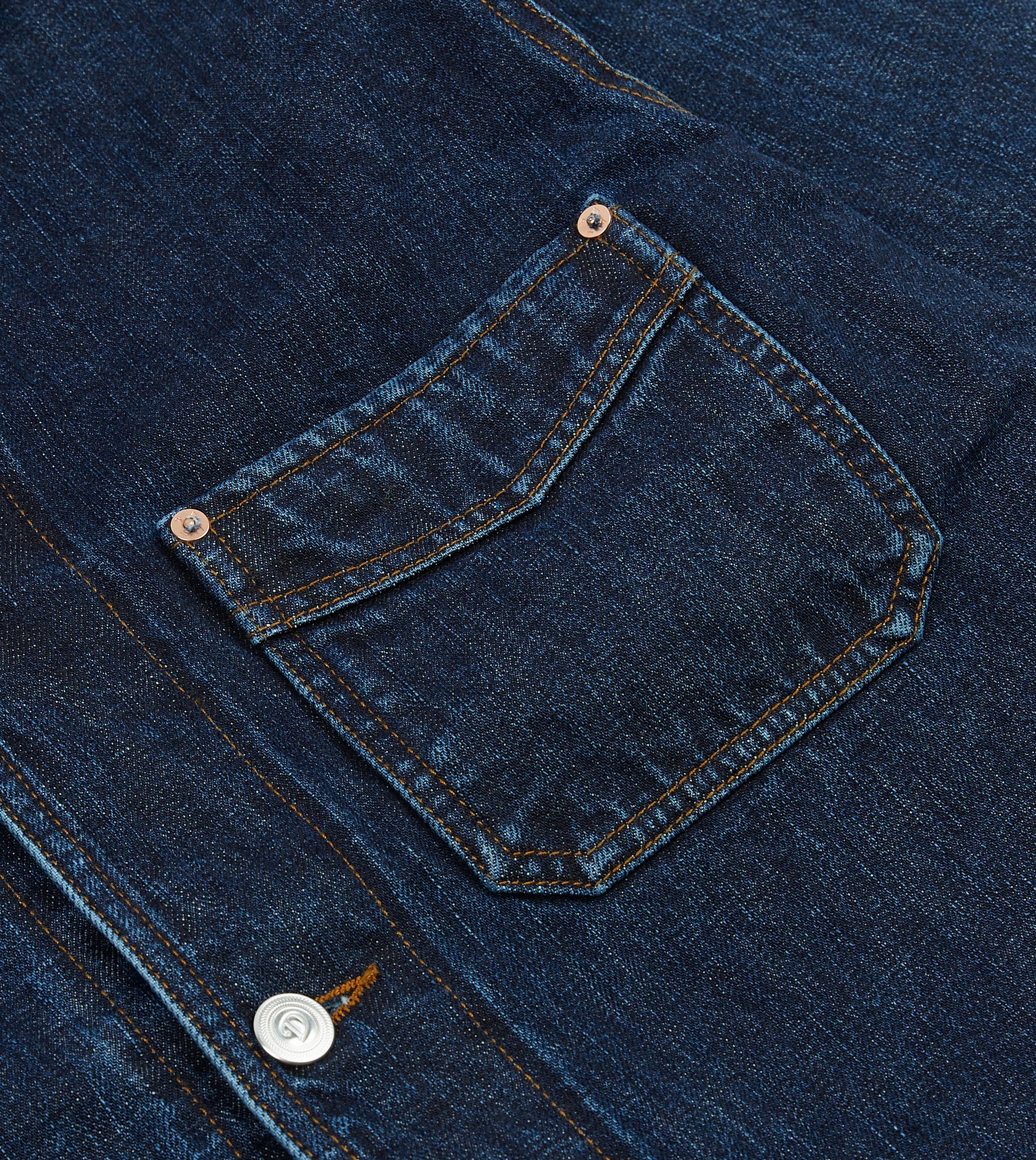 Warm Belted Stone Wash Selvedge Denim Five-Pocket Chore Jacket