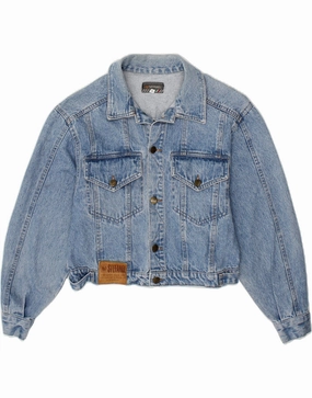 Versatile Layering Piece Sleek Outerwear STEFANEL Boys Denim Jacket 11-12 Years Large Blue Cotton