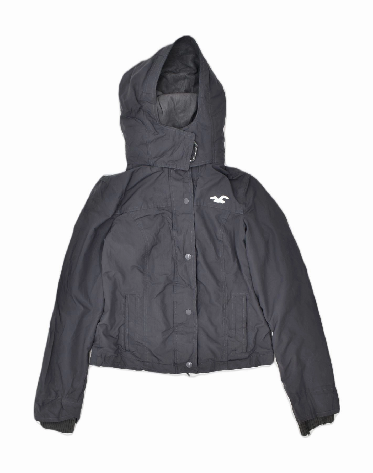 Variable Baffle Sizing HOLLISTER Boys Hooded Windbreaker Jacket 10-11 Years Medium Navy Blue