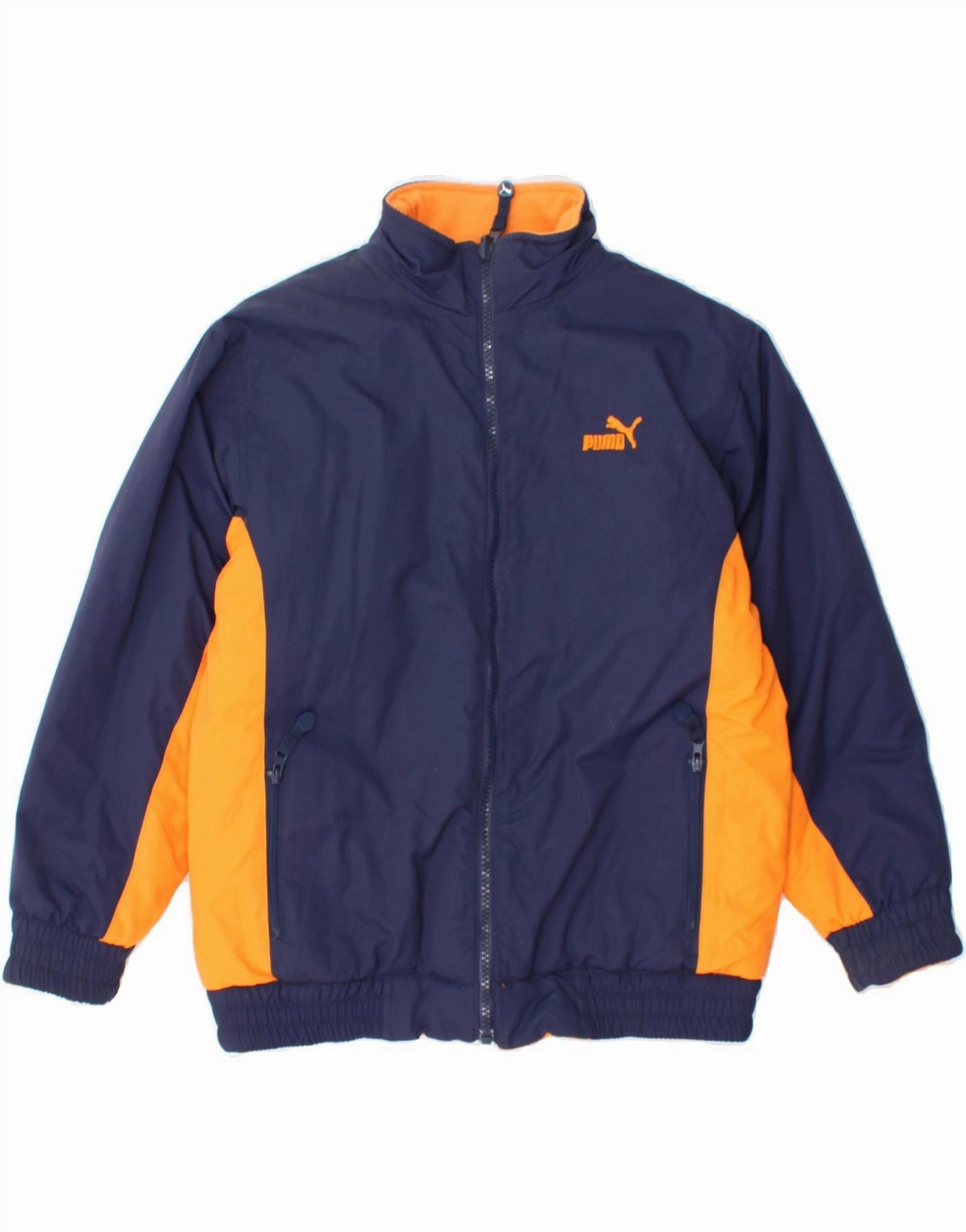 PUMA Boys Graphic Reversible Jacket 10-11 Years Navy Blue Colourblock Permit
