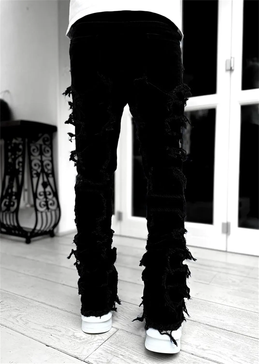 Straight Fit Jeans for Men Slim Fit Stretch Jeans Fashion Comfort Waist Cargo Patch Denim Pants