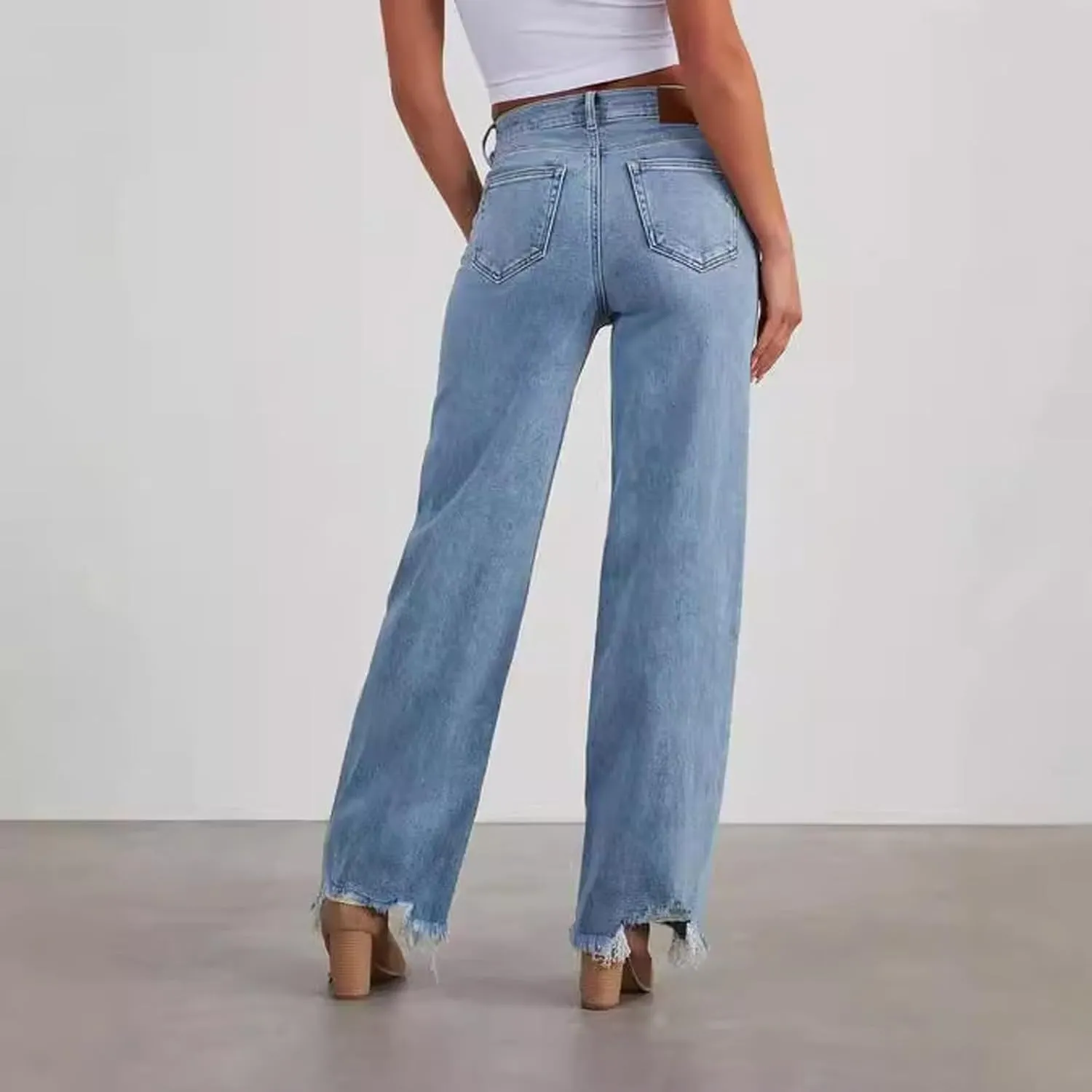 Straight Leg Jeans for Women 2025 Loose Fit Stretchy Tummy Control Jeans Trendy Baggy High Waist Jeans