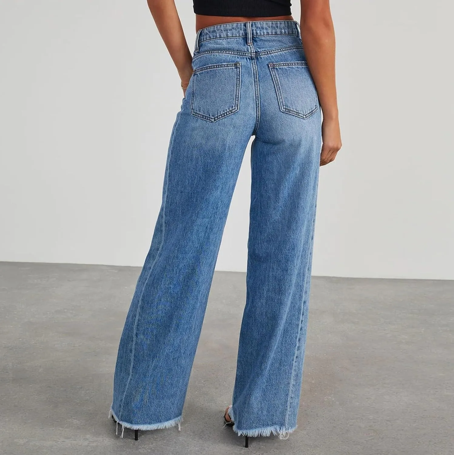 Straight Leg Jeans for Women 2025 Loose Fit Stretchy Tummy Control Jeans Trendy Baggy High Waist Jeans