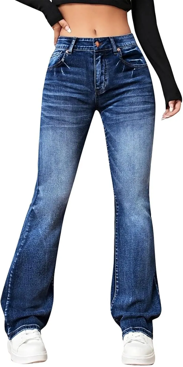 Straight Leg Jeans for Women 2025 Loose Fit Stretchy Tummy Control Jeans Trendy Baggy High Waist Jeans