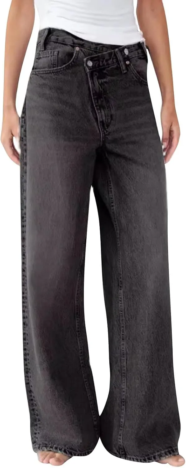 Straight Leg Jeans for Women 2025 Loose Fit Stretchy Tummy Control Jeans Trendy Baggy High Waist Jeans