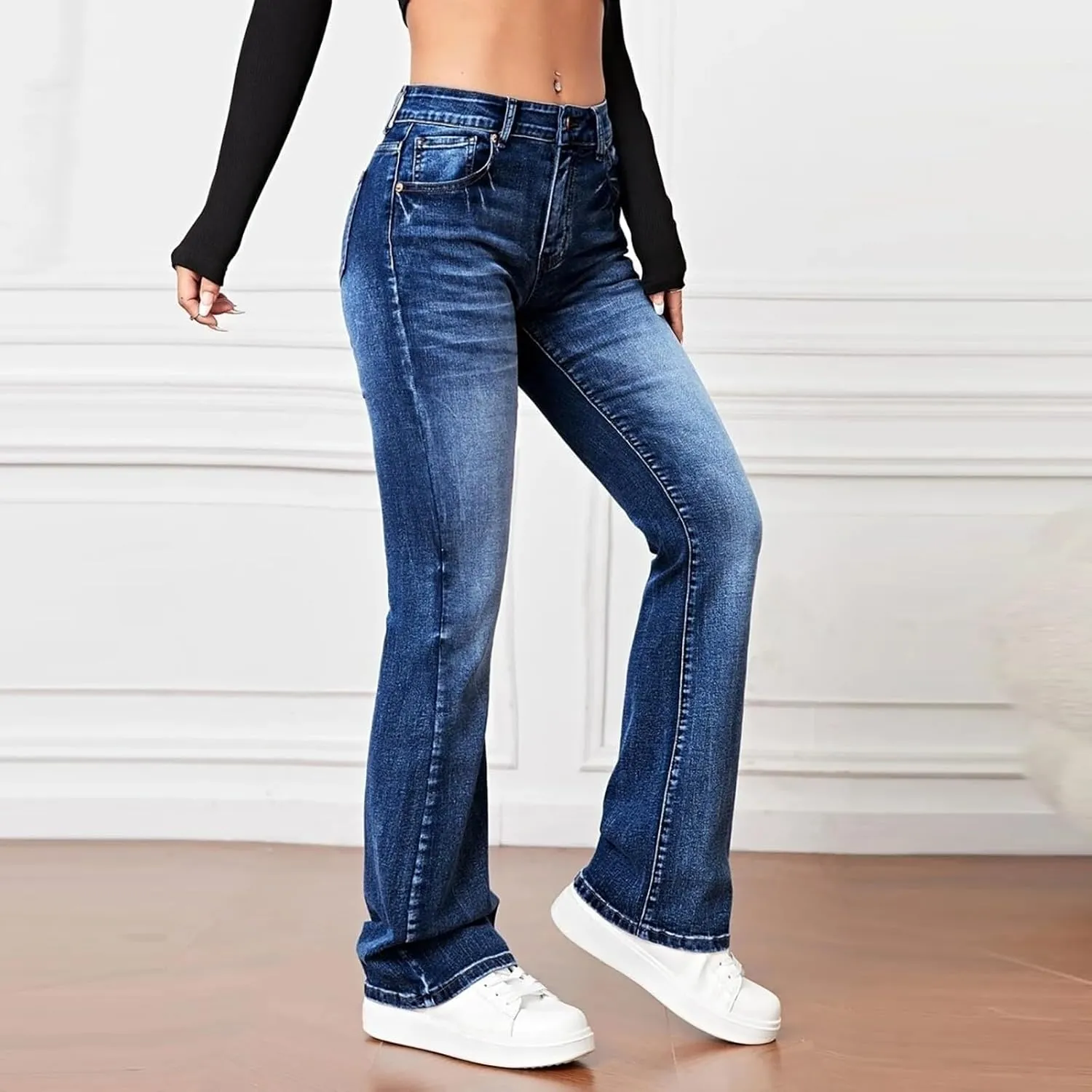 Straight Leg Jeans for Women 2025 Loose Fit Stretchy Tummy Control Jeans Trendy Baggy High Waist Jeans