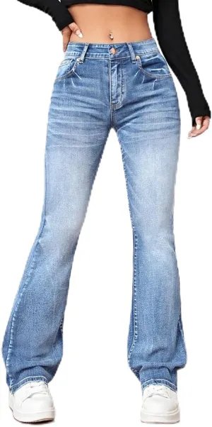 Straight Leg Jeans for Women 2025 Loose Fit Stretchy Tummy Control Jeans Trendy Baggy High Waist Jeans