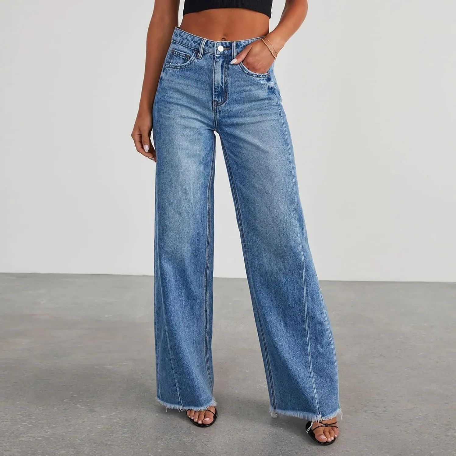 Straight Leg Jeans for Women 2025 Loose Fit Stretchy Tummy Control Jeans Trendy Baggy High Waist Jeans