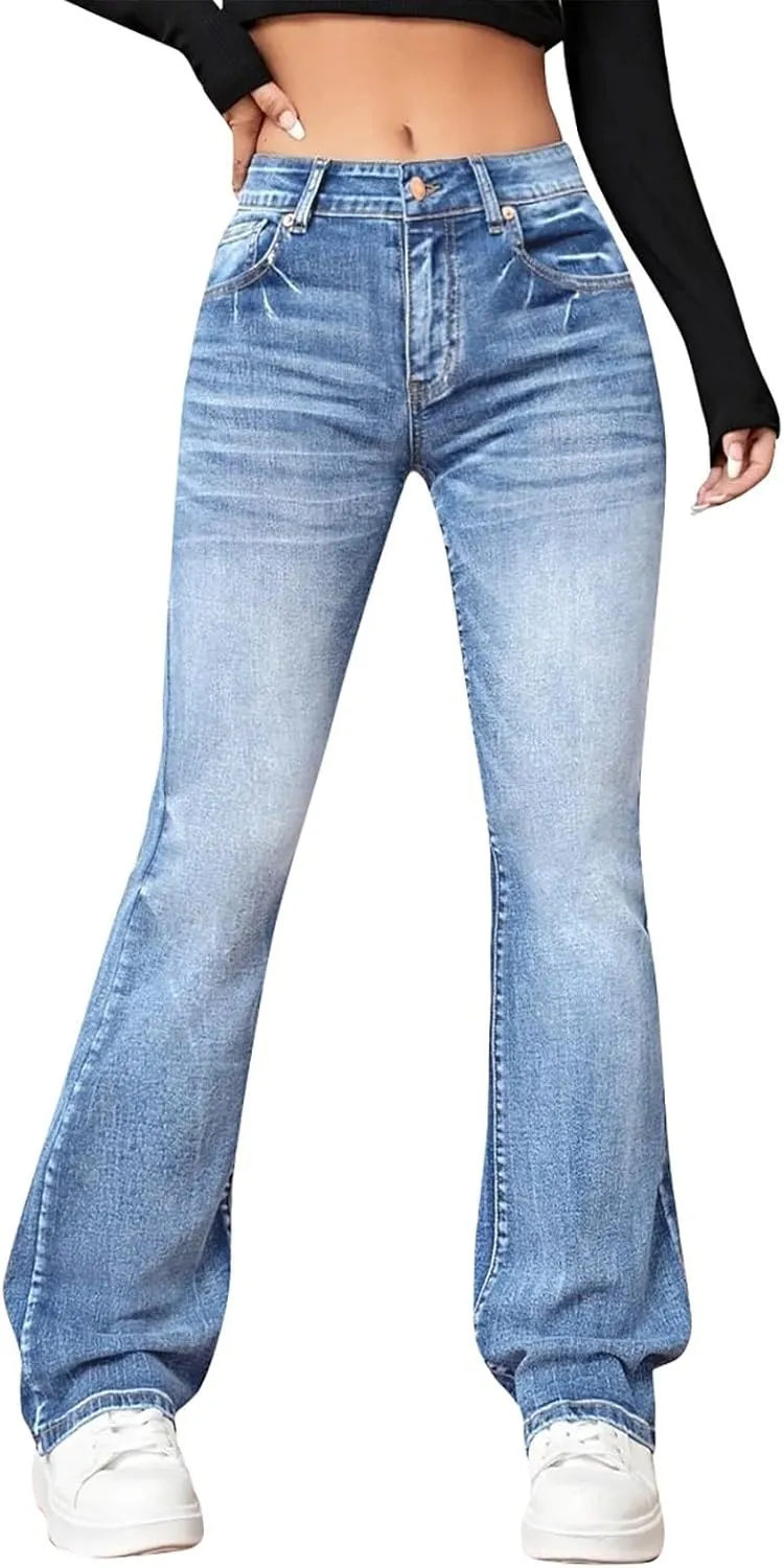 Straight Leg Jeans for Women 2025 Loose Fit Stretchy Tummy Control Jeans Trendy Baggy High Waist Jeans