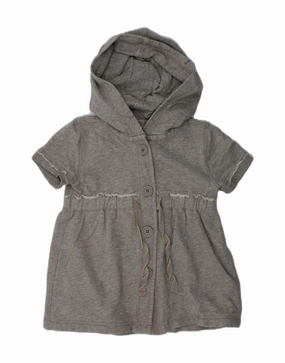 Must Have GAP Girls Hooded Short Sleeve Shirt Dress 7-8 Years Medium  Grey Cotton