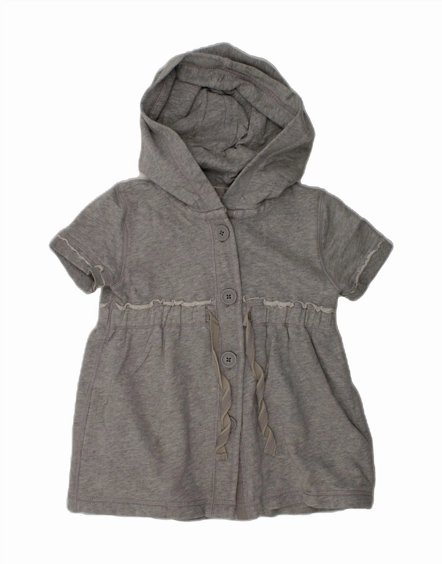 Must Have GAP Girls Hooded Short Sleeve Shirt Dress 7-8 Years Medium  Grey Cotton