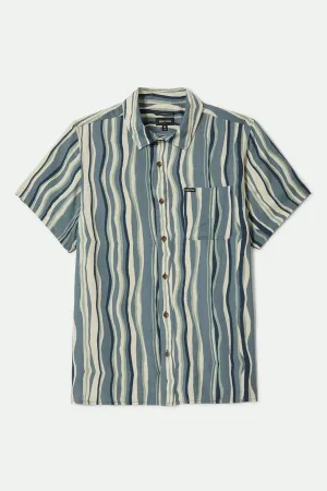 CRU Slub Relaxed S/S Shirt - Basalt Blue/Painterly Stripe Flexible Mobility