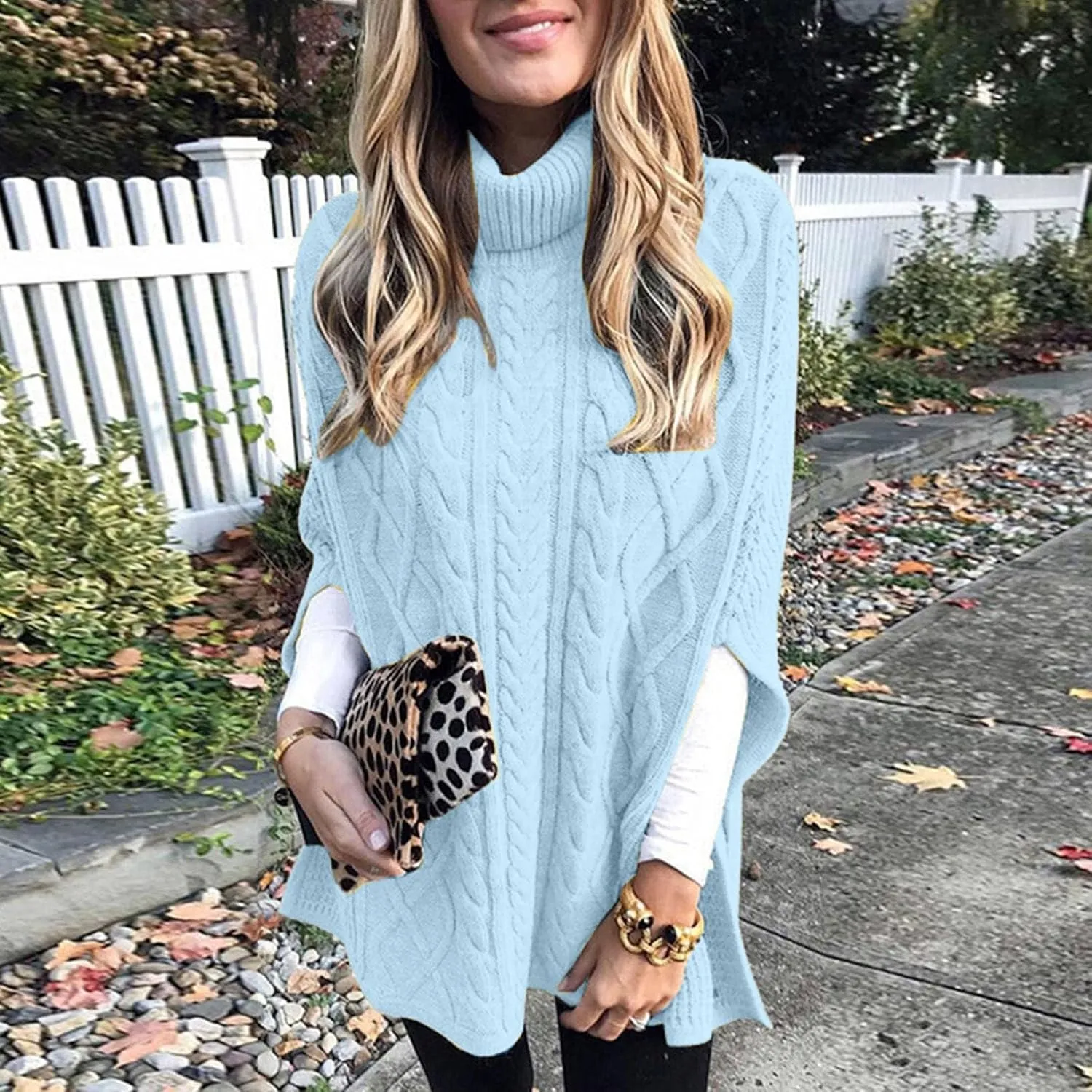 Street Trendy Turtleneck Sweater - Loose Fit Wool Blazer for Autumn Outfits