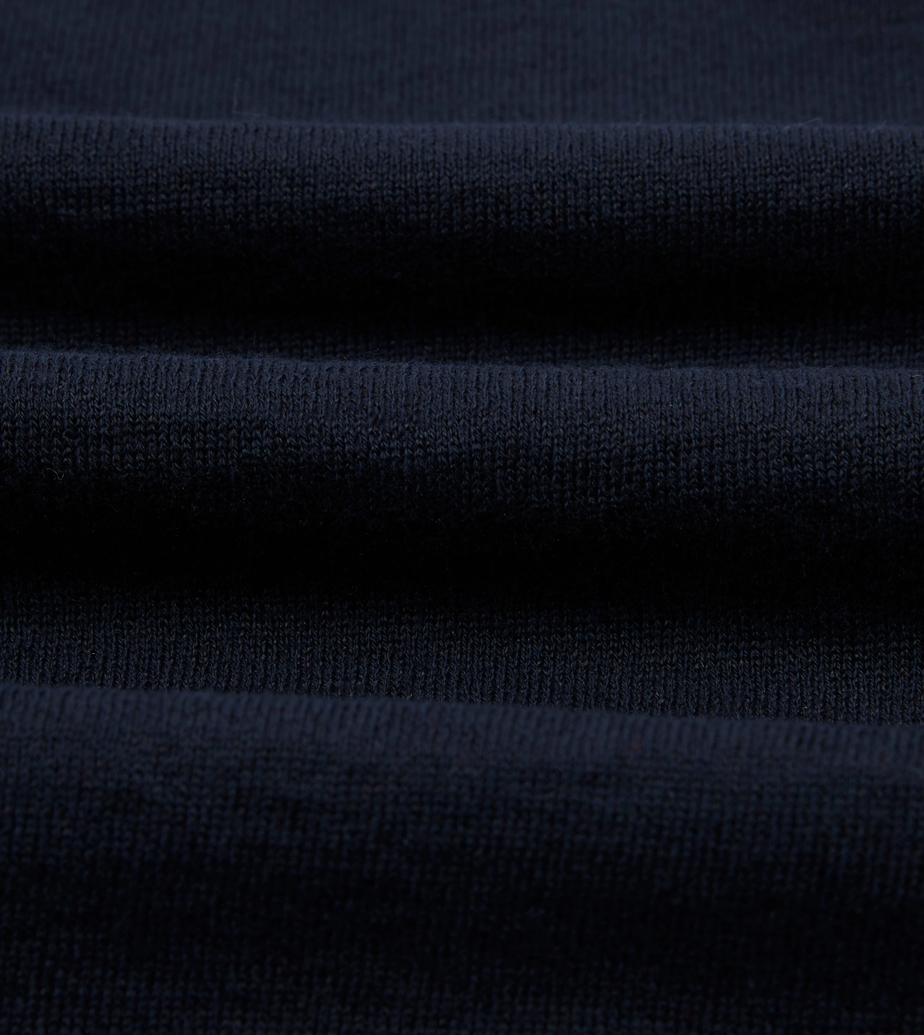 Navy Knitted Linen-Cotton Short-Sleeve Polo Shirt Hypoallergenic Fiber Blend