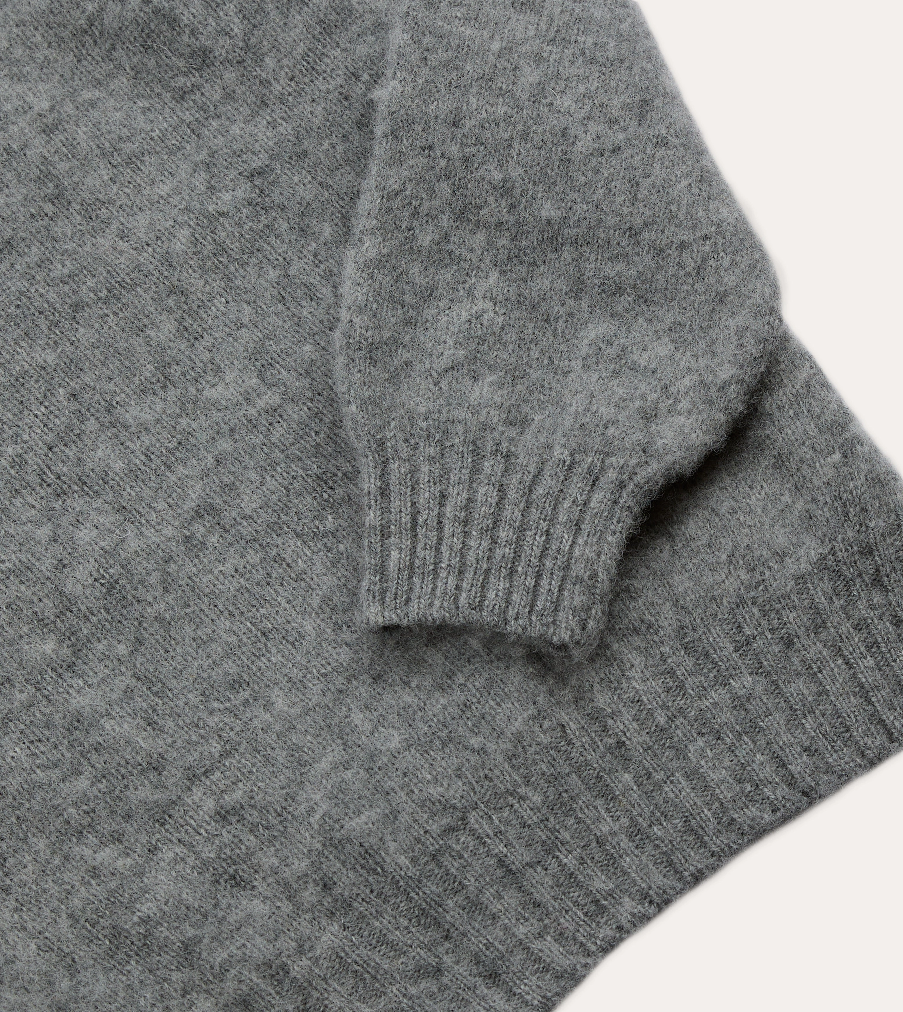 Compressed Stitch Transitional Wear Grey Brushed Shetland Mock Neck Jumper