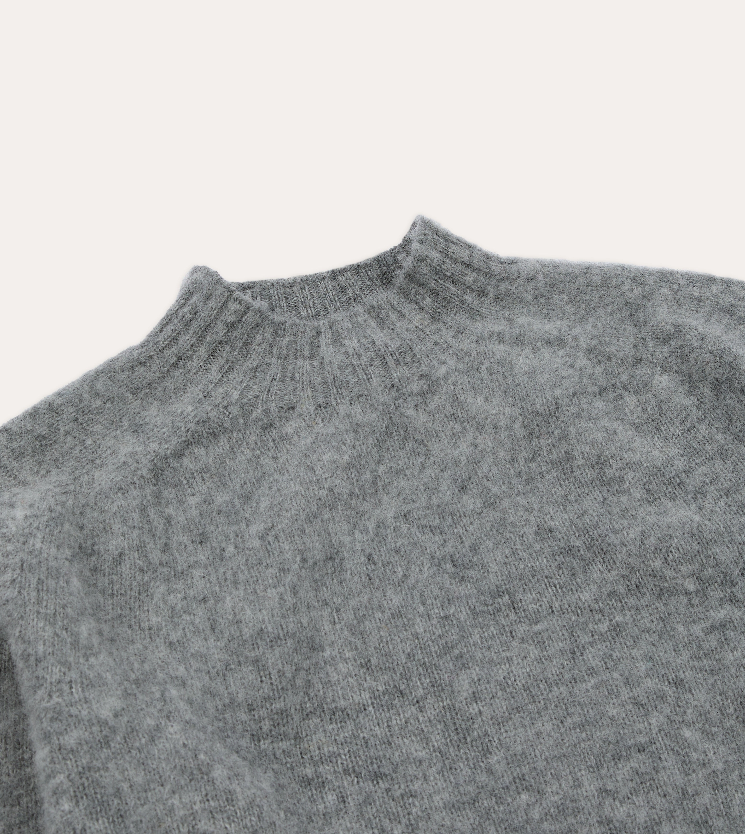 MoistureWicking LowImpact Knitting Grey Brushed Shetland Mock Neck Jumper