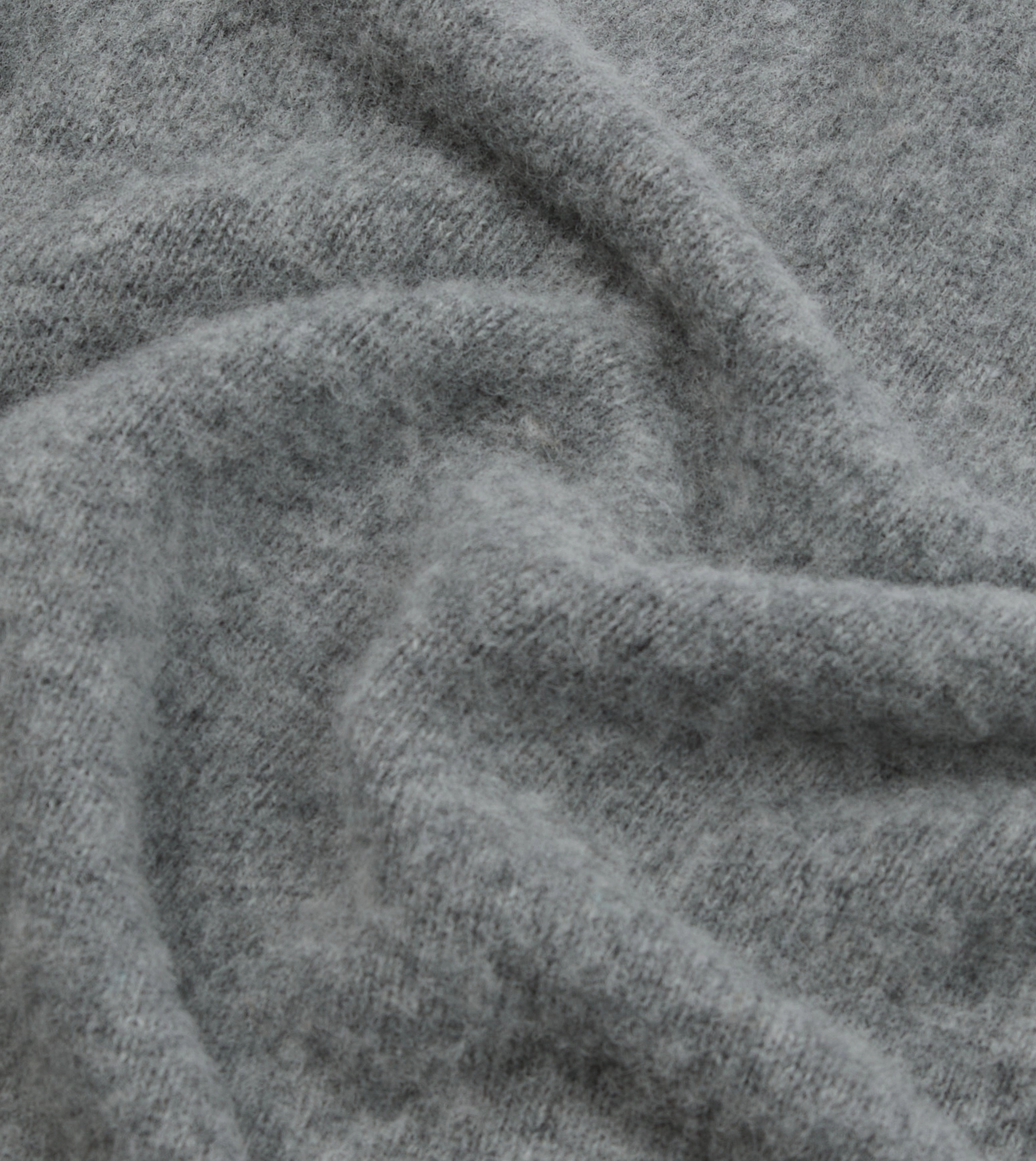 Twisted Cable Pattern Off Duty Look Grey Brushed Shetland Mock Neck Jumper