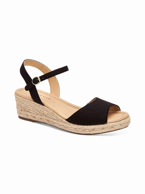 Luchia Womens Canvas Buckle Wedge Sandals Steady Look Stage Sole