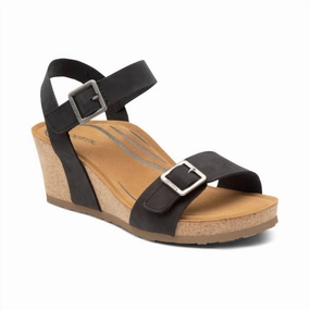 Lexa Quarter Strap Wedge Sandal In Black Light Arch Active Life