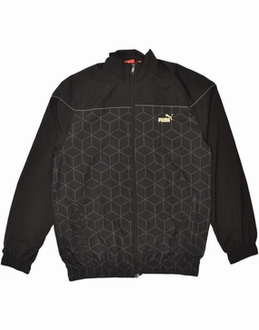 Anti Snag Zipper Pulls sunset PUMA Boys Graphic Bomber Jacket 15-16 Years 2XL Black Geometric Polyester