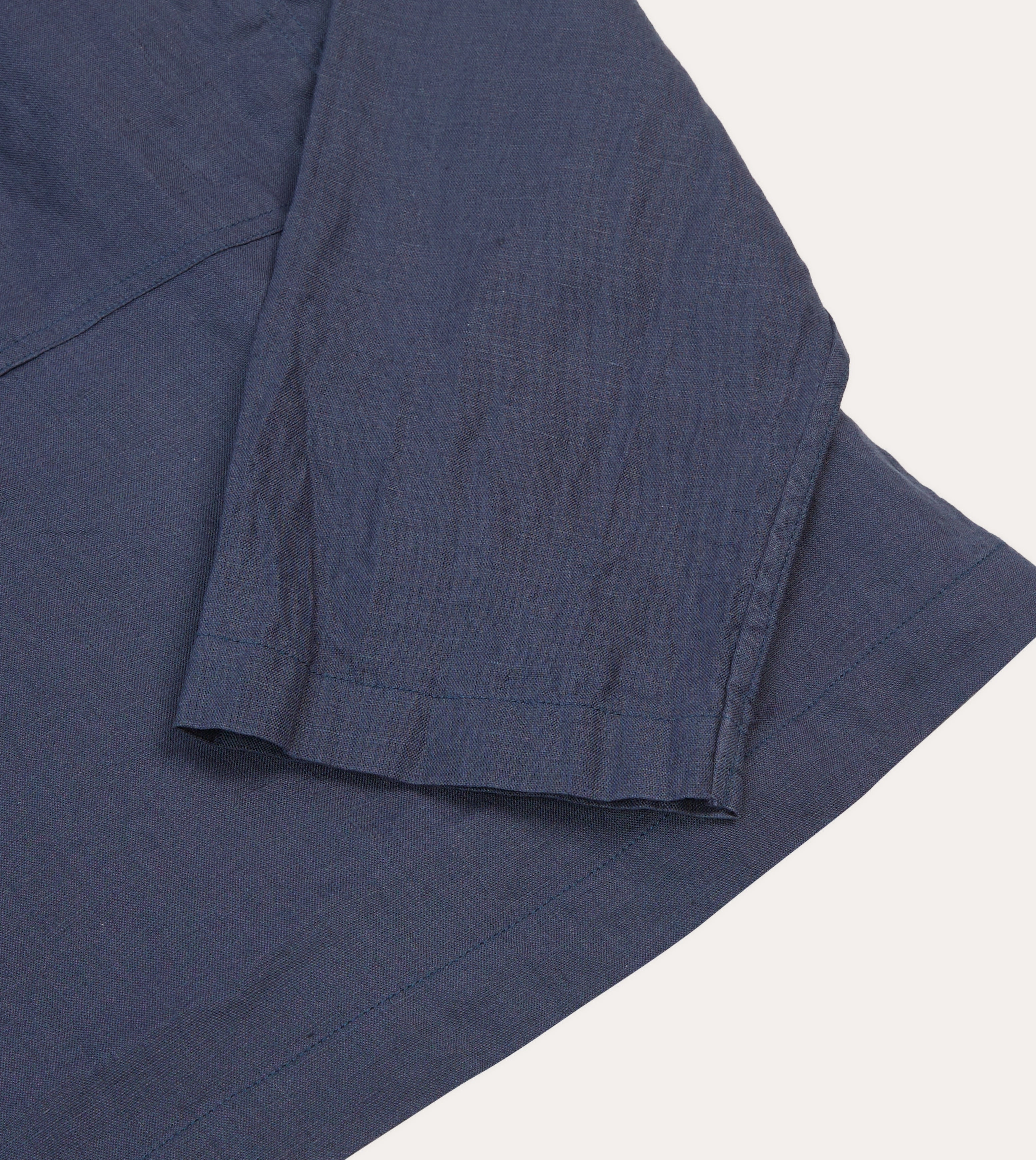 Navy Linen Mandarin Collar Popover Shirt Teen Fashion Compact Packing