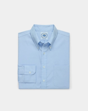Made-in-USA Thomas Mason Blue Royal Oxford Button Down Shirt - Regular Fit Twill Weave Chic Design