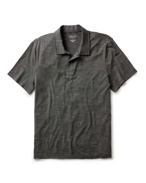 The Merino Polo in Heather Army UPF Rated Fabric