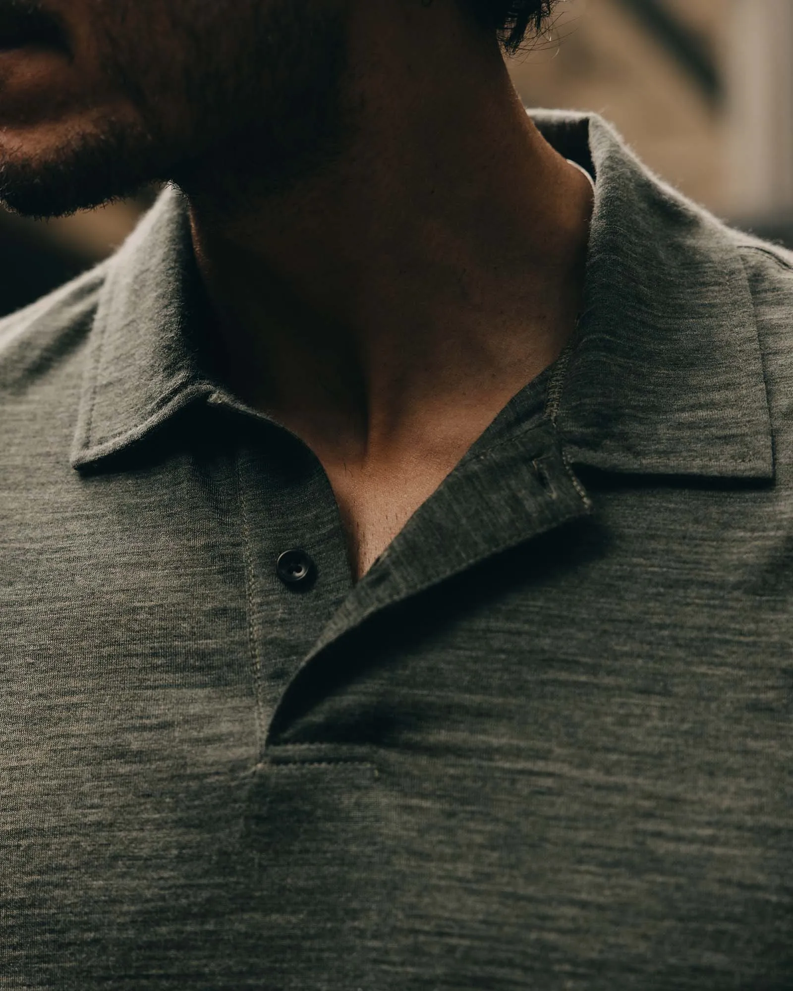 The Merino Polo in Heather Army Simple and Chic