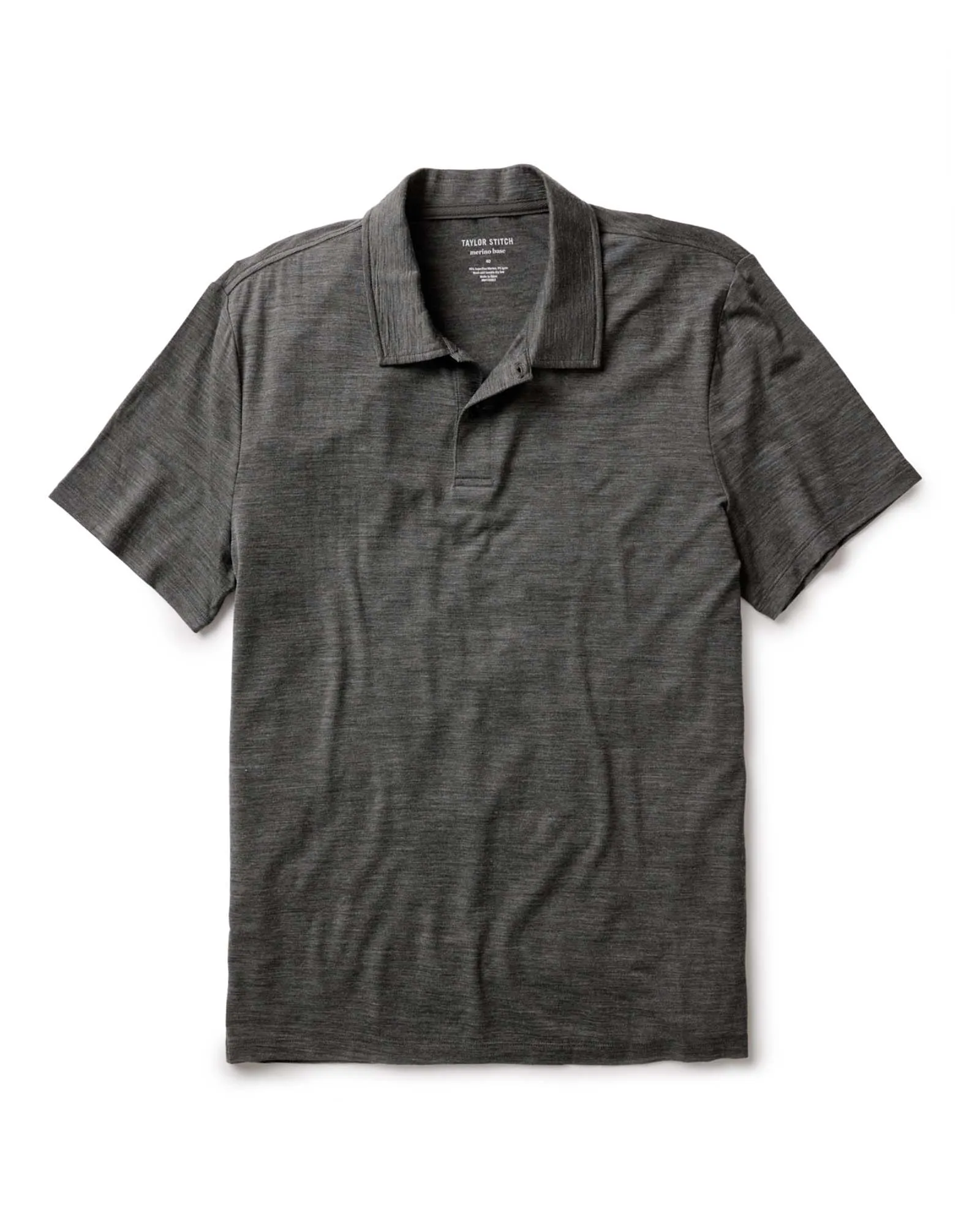The Merino Polo in Heather Army UPF Rated Fabric