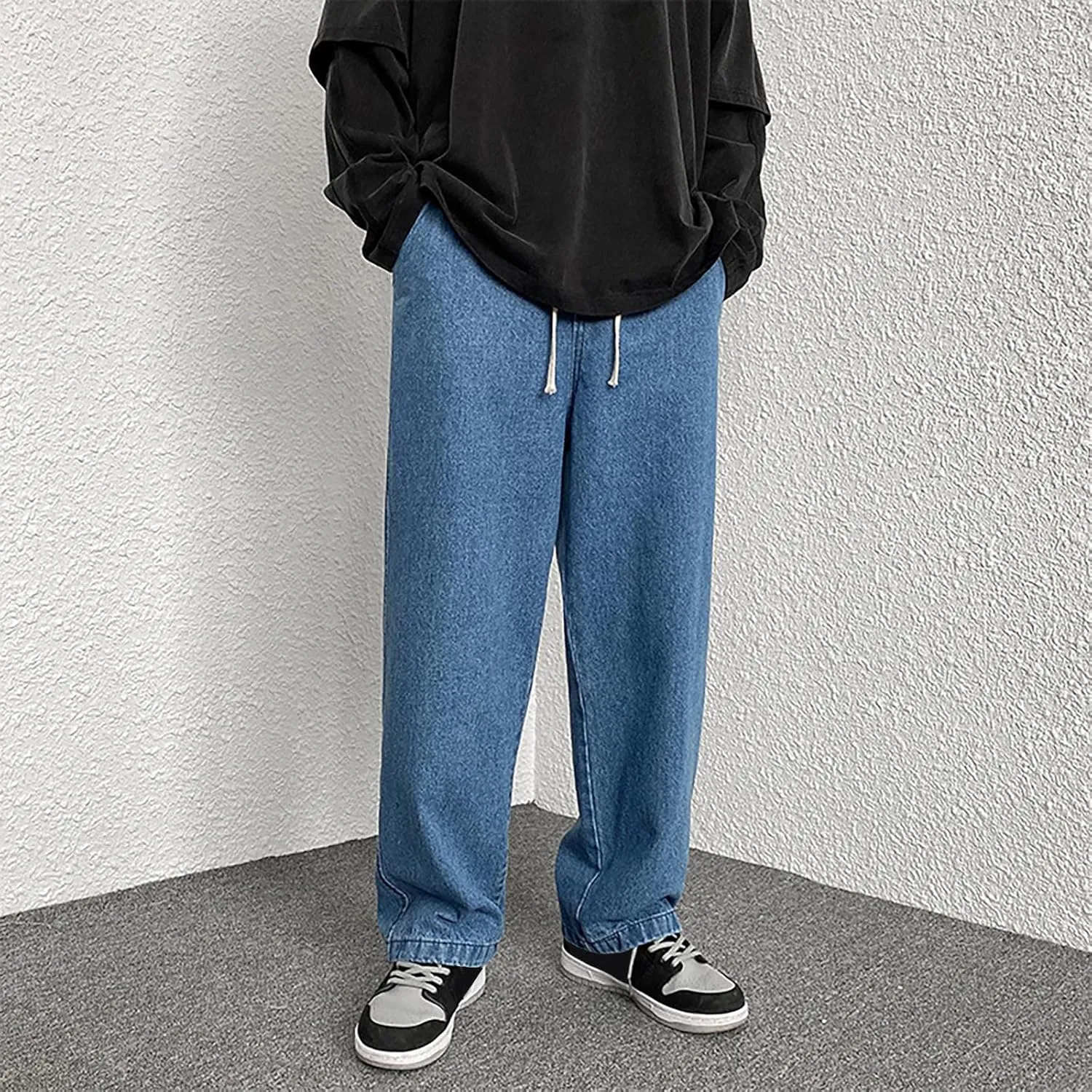 Stretch Jeans Men Classic Straight Fit Stretch Jeans Jeans for Men Hip Hop Jeans Soft Flexible