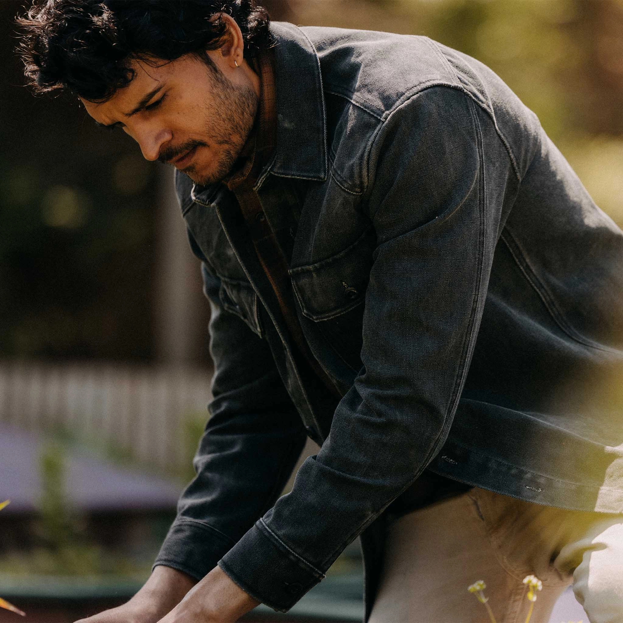 Minimalist Aesthetic The Shop Shirt in Coal Chipped Canvas