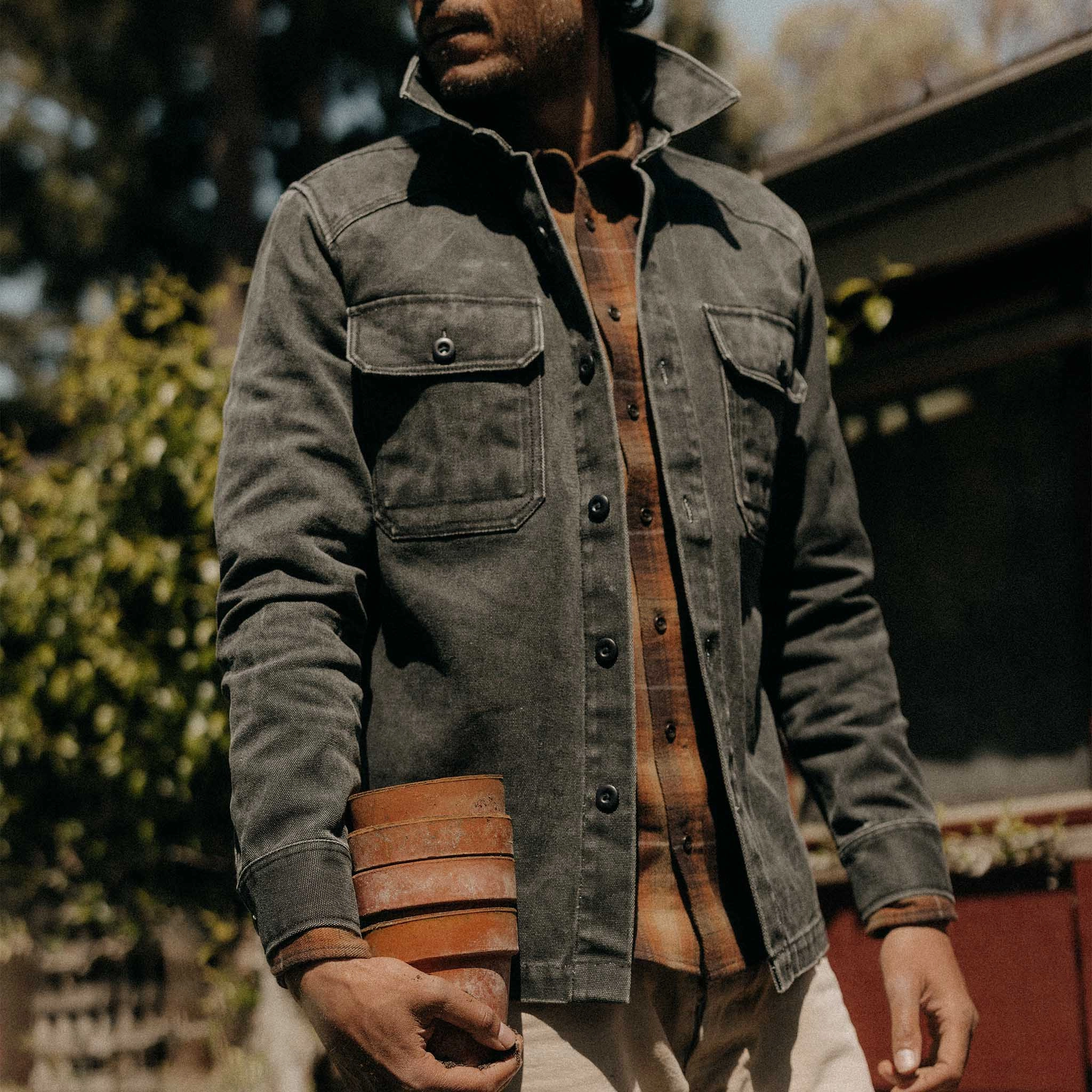 Hiking Gear The Shop Shirt in Coal Chipped Canvas