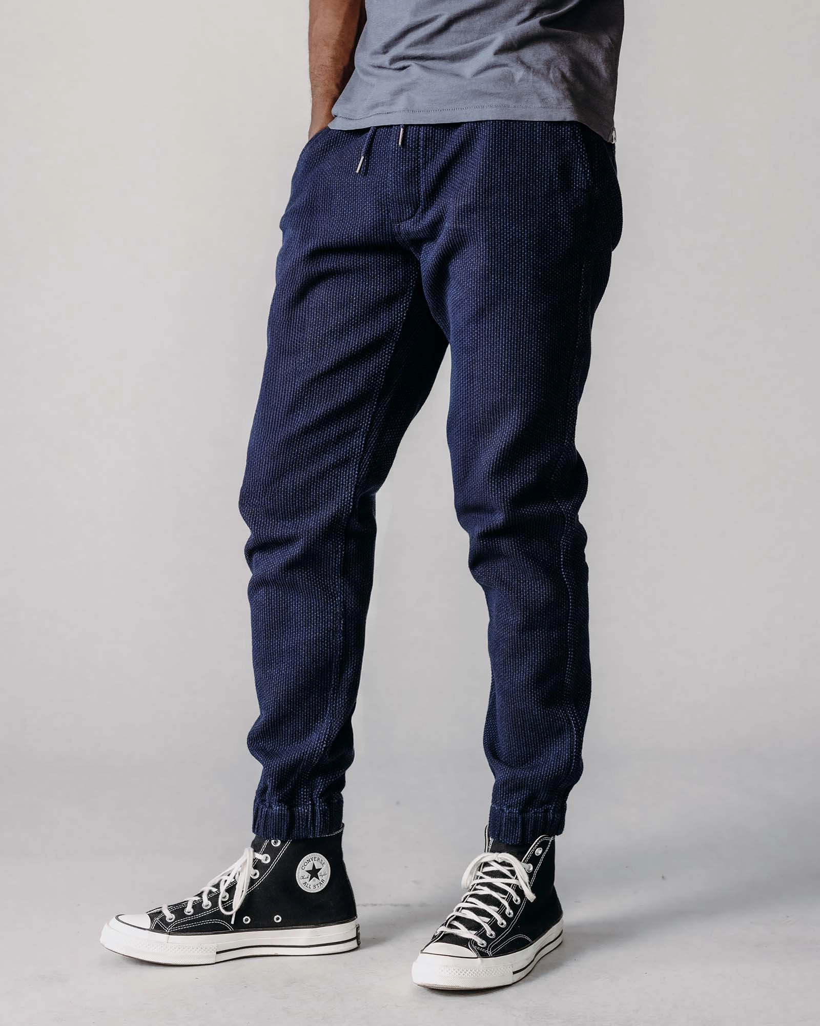 Casual Comfort Layers The Apres Pant in Rinsed Indigo Sashiko