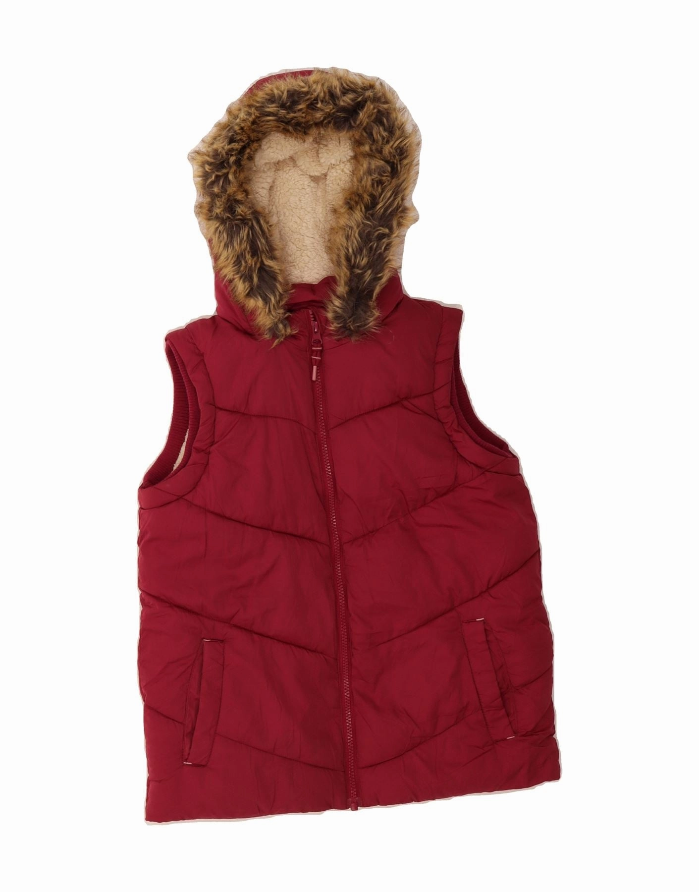 FAT FACE Boys Hooded Padded Gilet 10-11 Years Red Polyester Survive Potential