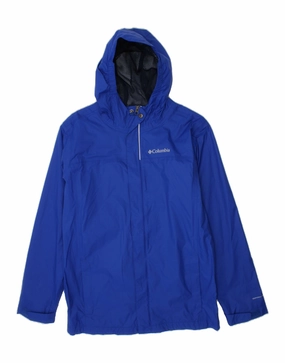 COLUMBIA Boys Omni-Tech Hooded Rain Jacket 14-15 Years Large  Blue Nylon waiters Service