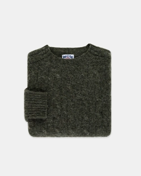 Made-in-Scotland Dark Green Shaggy Dog Cableknit Sweater - Classic Fit Trendy Design Snuggle Fit