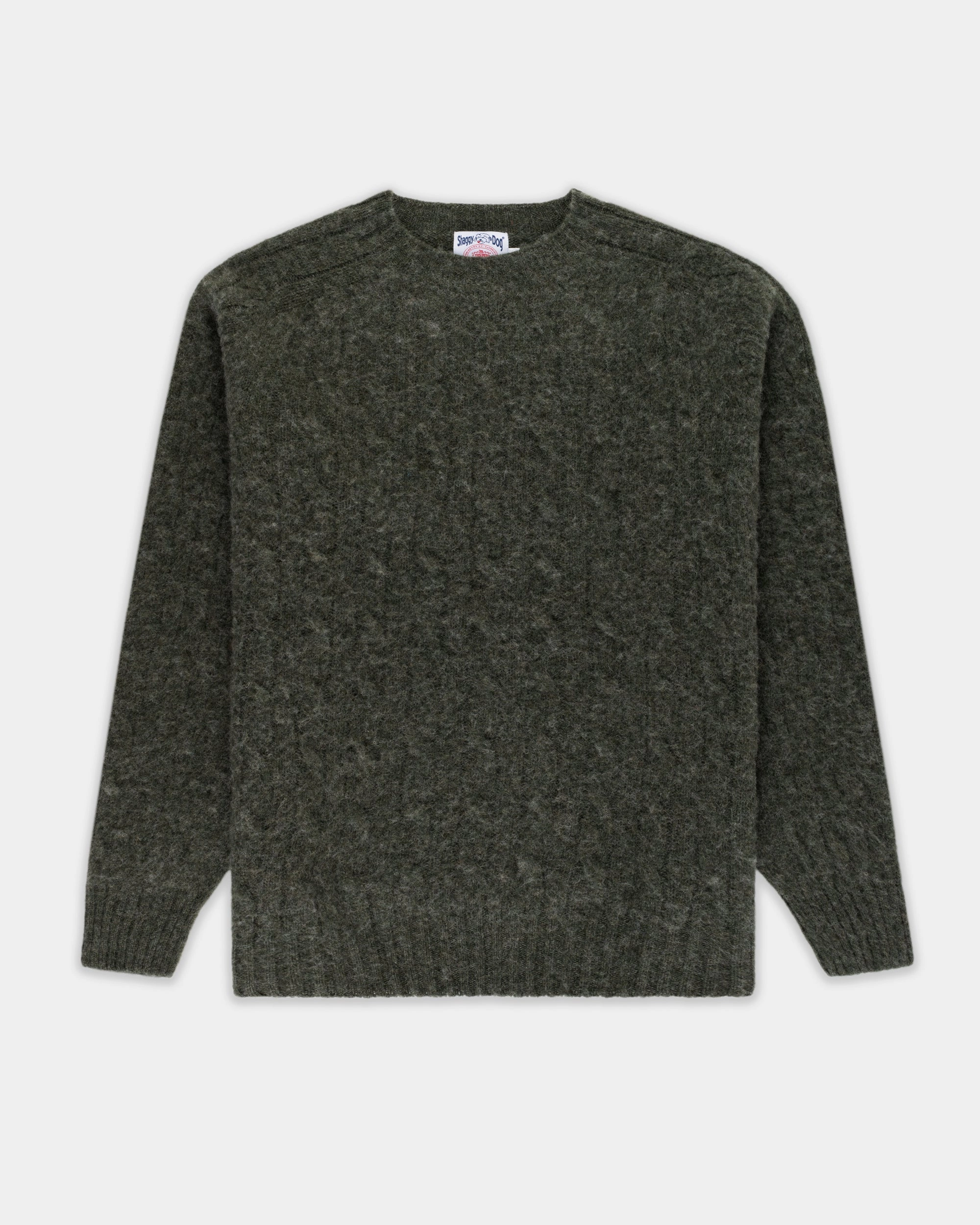 Elastic hem Versatile Layering Piece Made-in-Scotland Dark Green Shaggy Dog Cableknit Sweater - Classic Fit