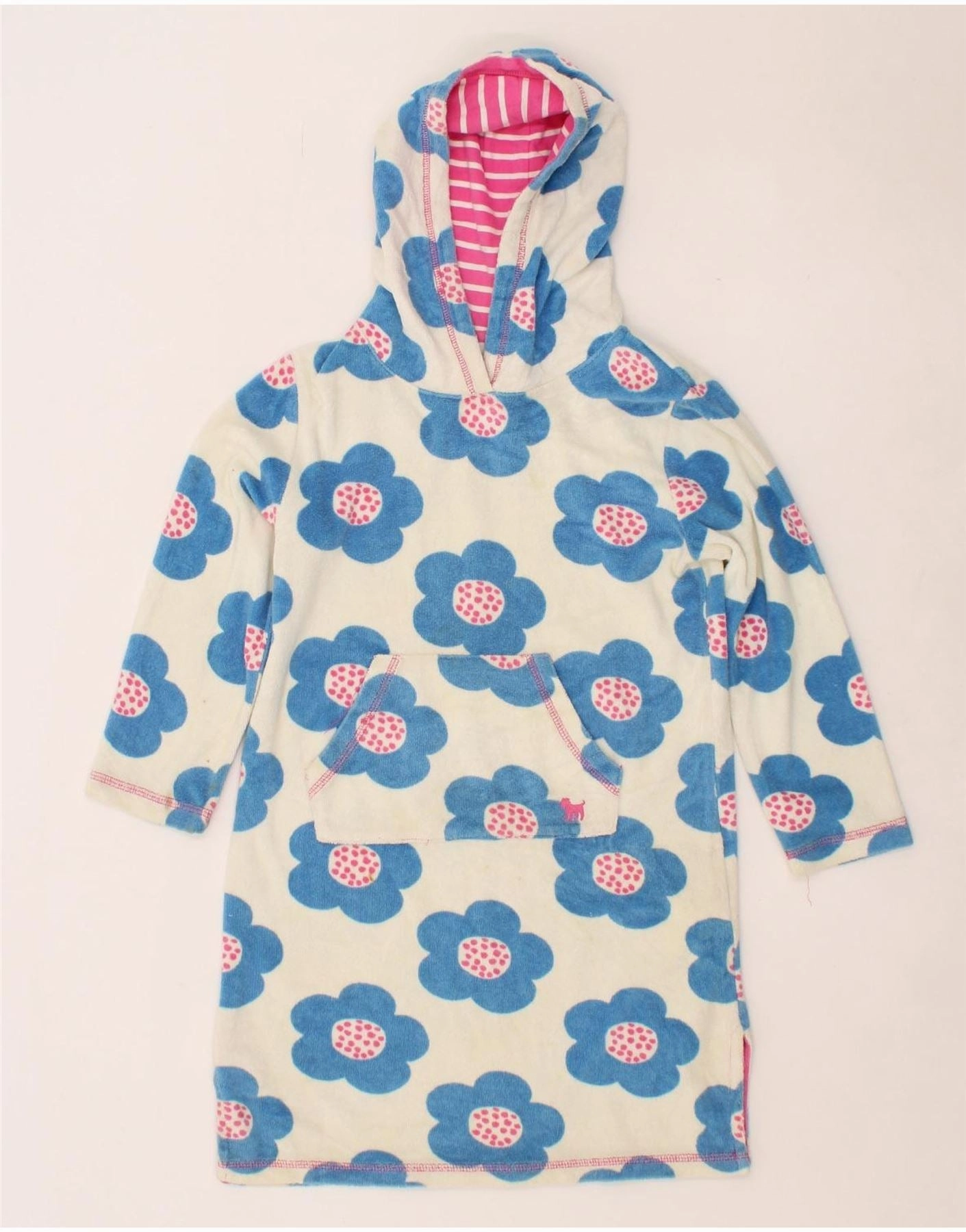 Sleek long-sleeve dress Color Glow BODEN Girls Hooded Jumper Dress 7-8 Years White Floral Cotton