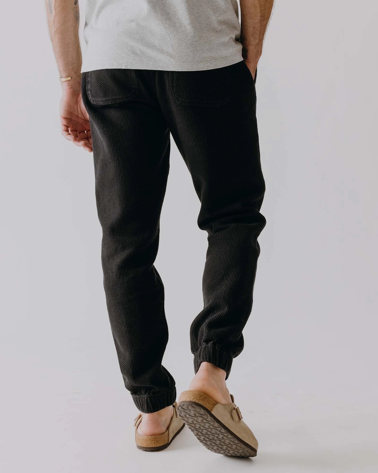 Sleek Comfort The Apres Pant in Black Indigo Sashiko