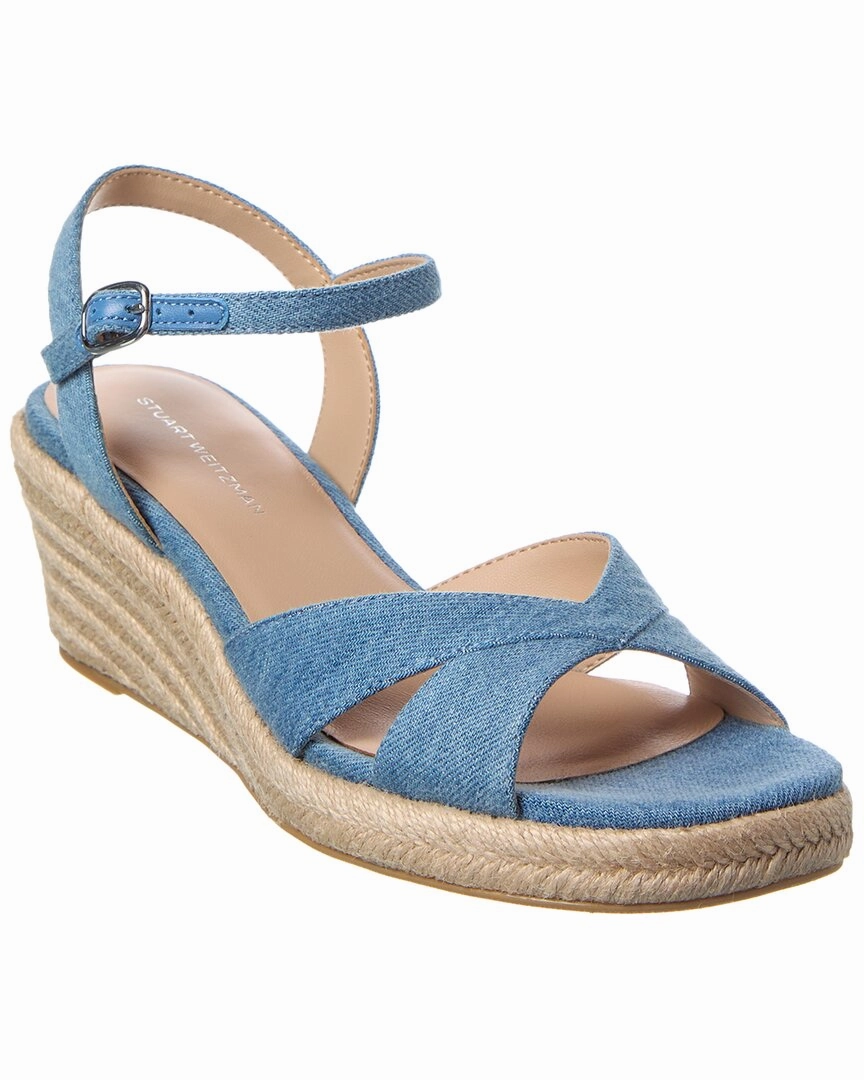 Foot Cushion Runway Feel Stuart Weitzman Miami Espadrille Canvas & Leather Wedge